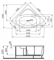 Laufen SOLUTIONS vana rohová 1500x1500x625 mm, konstrukce a čelní panel, bílá   H2445070000001